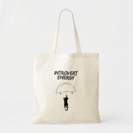 Bolso De Tela Introvert Energy  – Editable Quote Cat Tote Bag