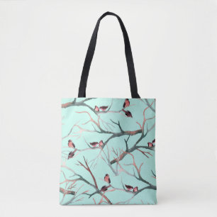 Bolso De Tela Invernal Birds Tree Brands Watercolor