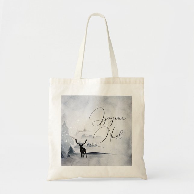 Bolso De Tela Invernal Rústico Gris acuarela (Frente)