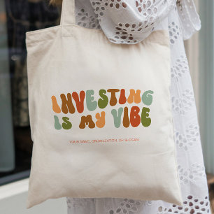 Bolso De Tela Invertir Retro Groovy es Mi Vibra, Gestor de Finan