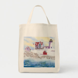 Bolso De Tela invierno en el Faro Nubble de Maine