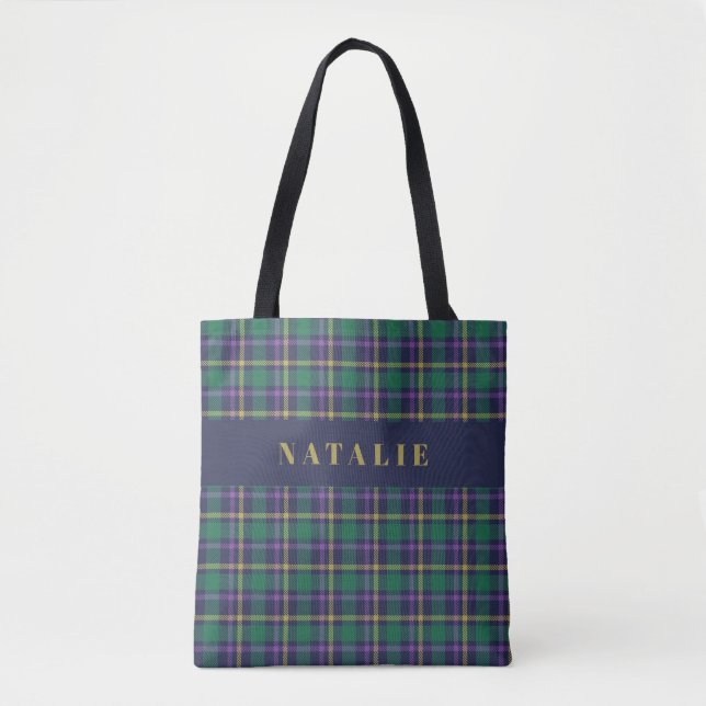Bolso De Tela invierno personalizado de control de tartán (Anverso)