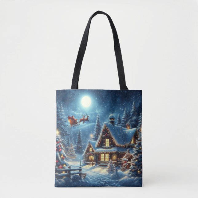 Bolso De Tela Invierno/Santa/Navidades/Nieve (Anverso)