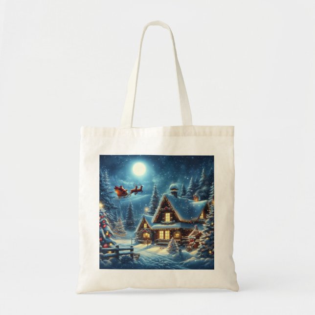Bolso De Tela Invierno/Santa/Navidades/Nieve (Frente)