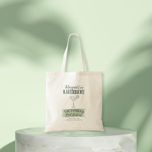Bolso De Tela Invitación a la soltera Margs and Matrimony (Margs & Matrimony Bachelorette Party Custom Tote for Bridesmaid Gifts)