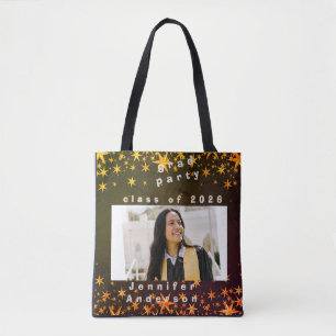 Bolso De Tela invitación elegante azul y dorada