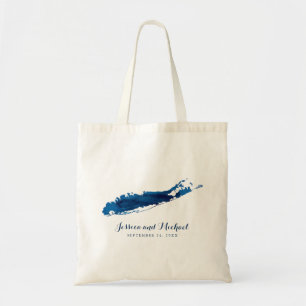 Bolso De Tela Invitado del Boda Blue Long Island New York Map