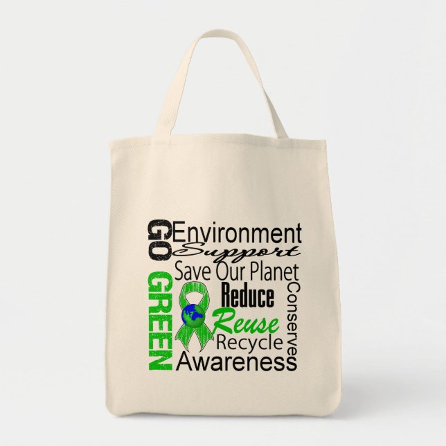 Bolso De Tela Ir al Collage verde (Frente)