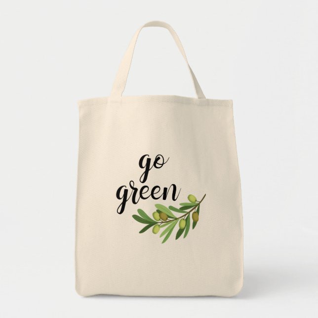 Bolso De Tela Ir Grocería verde (Frente)