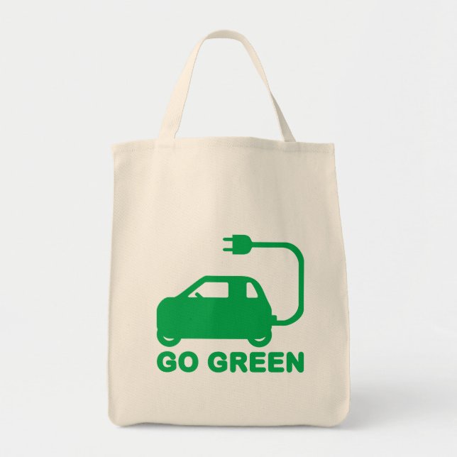 Bolso De Tela Ir Verde ~ Conducir autos eléctricos (Frente)