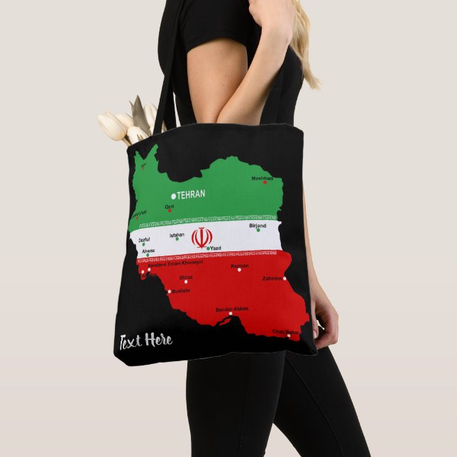 Bolso De Tela Iran Map with Flag and Emblem (Detalle)