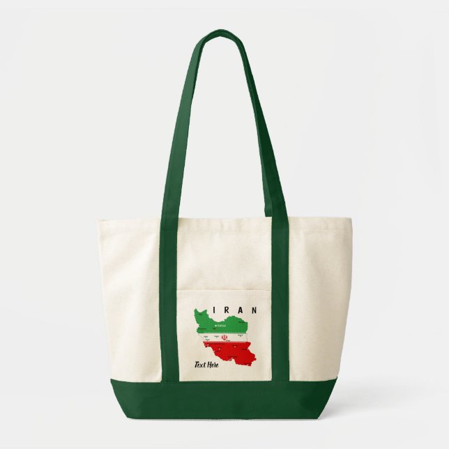 Bolso De Tela Iran Map with Flag and Emblem (Frente)