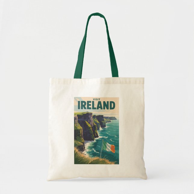 Bolso De Tela Ireland Cliffs of Moher Illustration Travel Art (Frente)