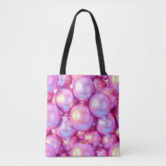 Bolso De Tela Iridescent Pink Glossy 3D Bubble Pattern Aesthetic