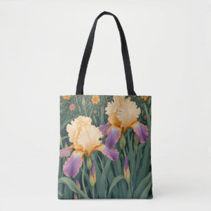 Bolso De Tela Iris crema y morado