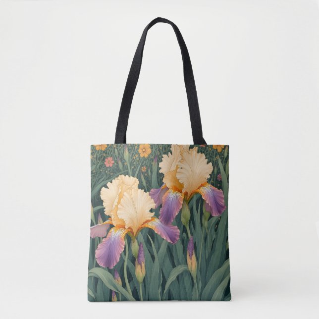 Bolso De Tela Iris crema y morado (Anverso)