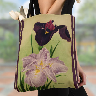 Bolso De Tela Iris de Agua Arte de Catálogo Botánico Japonés Vin