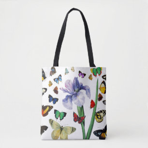 Bolso De Tela IRIS ENTRE COLORIDAS MARIPOSAS DE FRONTERA blanca