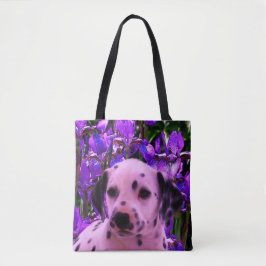 Bolso De Tela Iris Flowers Dalmatiano Perro Art
