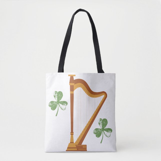 Bolso De Tela Irish Shamrock Harp Tote (Anverso)