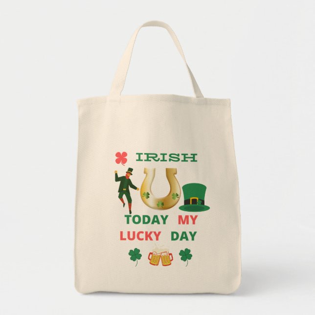 BOLSO DE TELA IRLANDA HOY MI DÍA DE SUERTE (Frente)