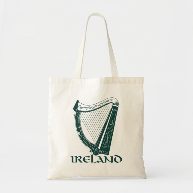 Bolso De Tela Irlandés Harp Design, Irish Harp (Frente)