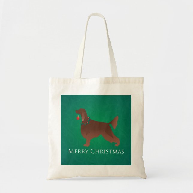 Bolso De Tela Irlandés Setter Dog Merry Christmas Design (Frente)