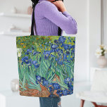 Bolso De Tela Irlandeses | Vincent Van Gogh<br><div class="desc">Irises (1889) del artista holandés post-impresionista Vincent Van Gogh. El paisaje original es un óleo sobre lienzo que muestra un jardín de flores de iris florecientes. Utilice las herramientas de diseño para agregar texto personalizado o personalizar la imagen.</div>