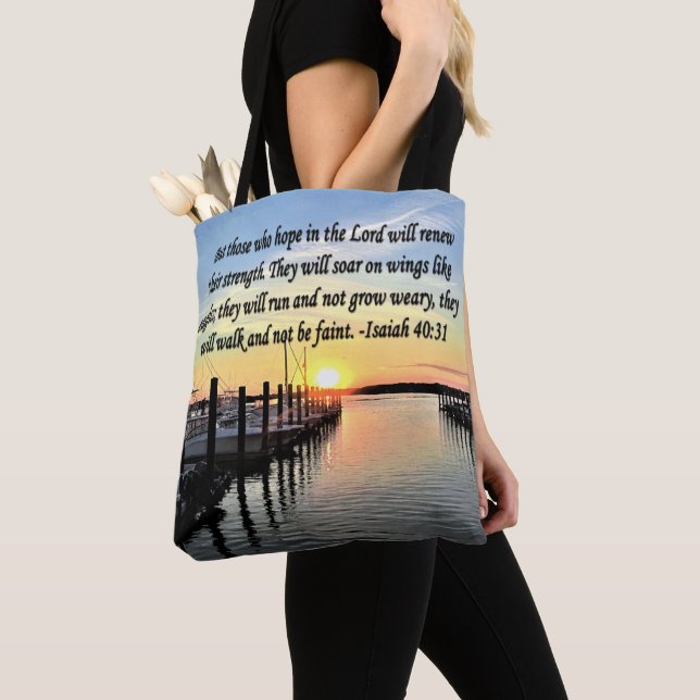 BOLSO DE TELA ISAIAH 40:31 SCRIPTURE VERSE (Detalle)