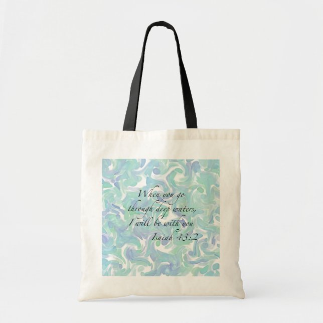 Bolso De Tela Isaías 43:2 Cuando vayas... Tote Bag. (Frente)