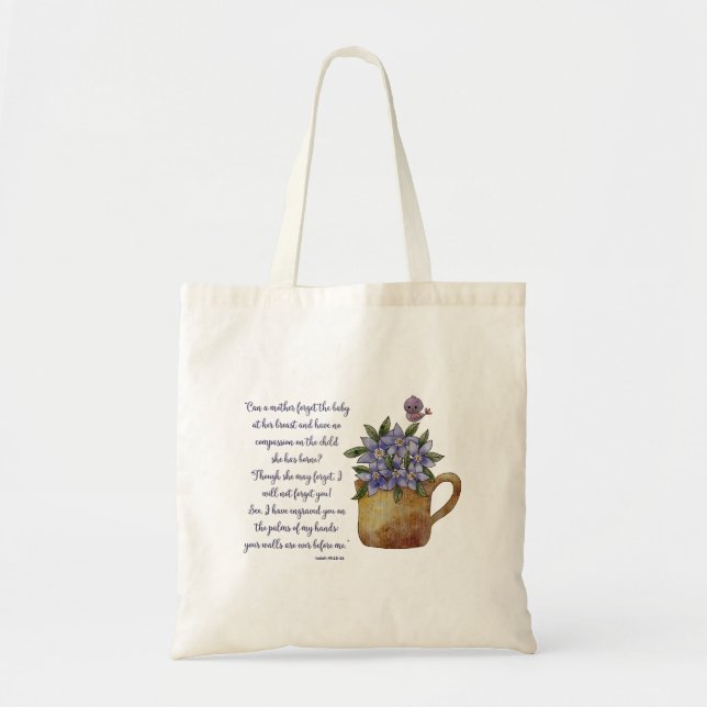 Bolso De Tela Isaías 49 Versículo de la Escritura Bíblica No me  (Frente)