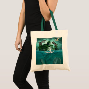 Bolso De Tela Isla de los Dinosaurios personalizada