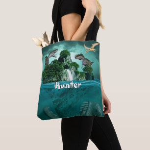 Bolso De Tela Isla de los Dinosaurios personalizada