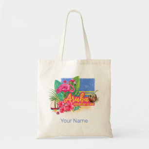 Bolso De Tela Isla del Caribe Retro de Aruba con Vintage Flaming