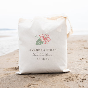 Bolso De Tela Isla Hibiscus Favor de la Boda de Destino