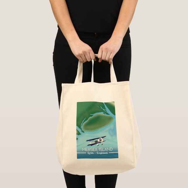 Bolso De Tela Isla Mersia, afiche de viajes al estilo de Essex V (Anverso (producto))