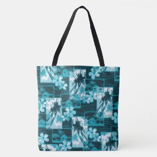 Bolso De Tela Isla Niihau Hawaiian Plumeria Palms Beach Bag