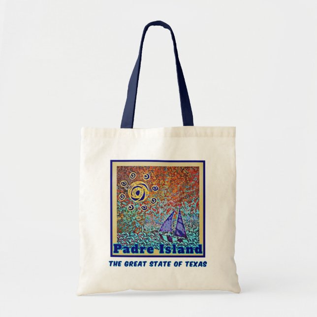 Bolso De Tela Isla Padre Gran Estado de Texas Sol y vela (Frente)