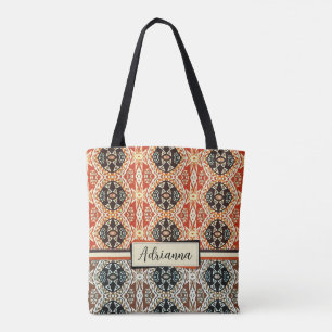 Bolso De Tela Isla Tribal Tonos Terrosos 
