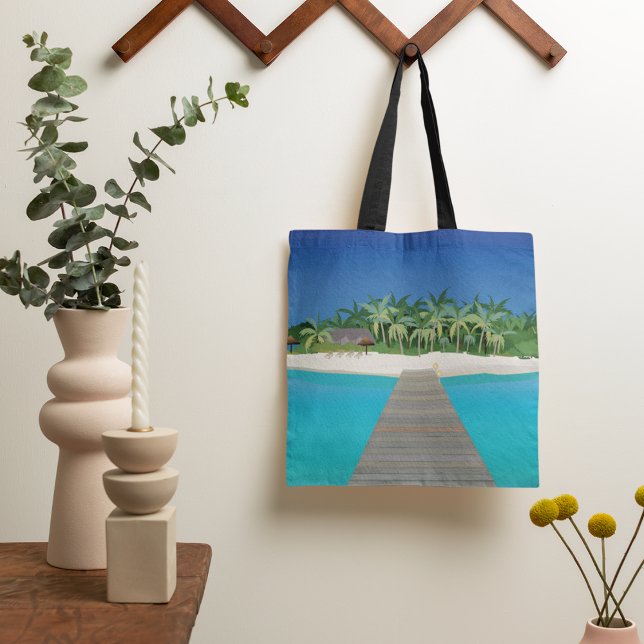 Bolso De Tela Isla Tropical Vacaciones Paisaje Escenario Tote Ba (Subido por el creador)