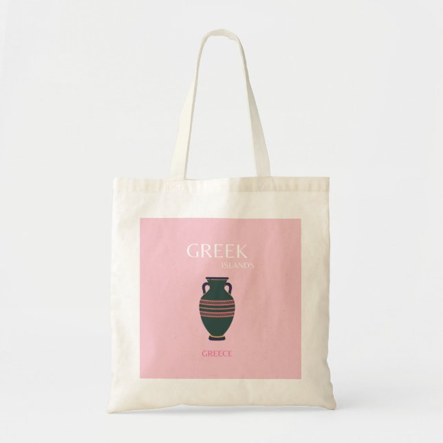 Bolso De Tela Islas griegas, Grecia, Preppy, Rosa (Frente)