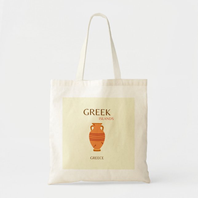 Bolso De Tela Islas griegas, Grecia, viajes, retro, pastel (Frente)