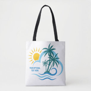 Bolso De Tela Islas tropicales de texto y nombre personalizados