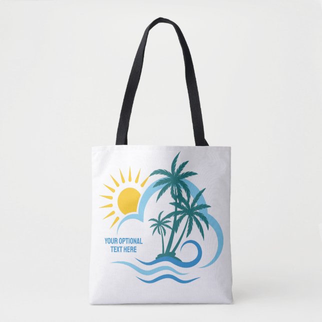 Bolso De Tela Islas tropicales de texto y nombre personalizados (Anverso)