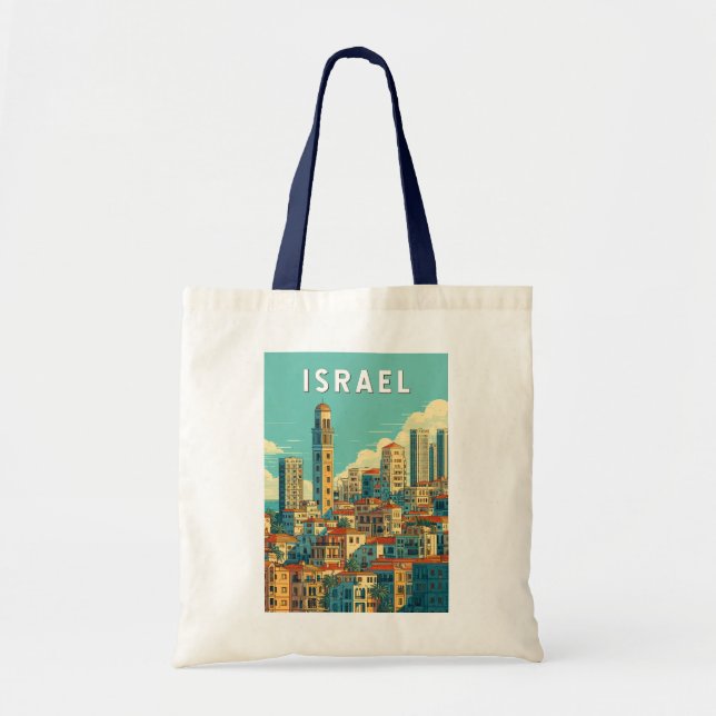 Bolso De Tela Israel Illustration Travel Art Vintage (Frente)