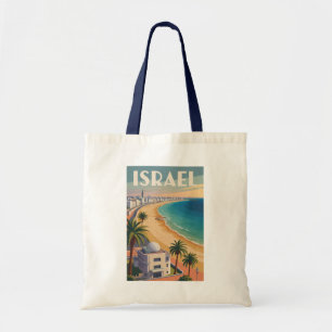 Bolso De Tela Israel Tel Aviv Ilustración Arte de Viaje Vintage