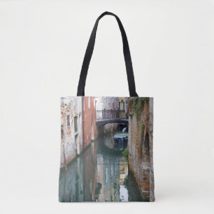 Bolso De Tela Italia, Venecia, reflejos y pequeño puente de