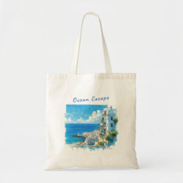 Bolso De Tela Italian Seaside Town Watercolor Ocean Escape