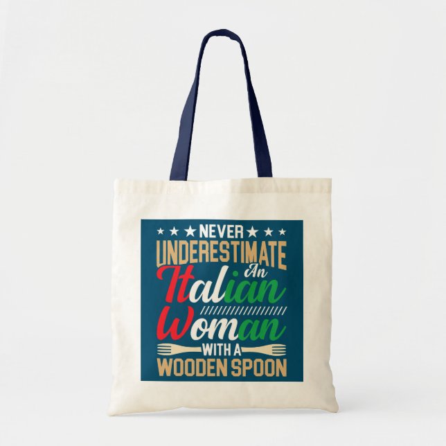 Bolso De Tela Italiana con una cuchara de madera graciosa italia (Frente)
