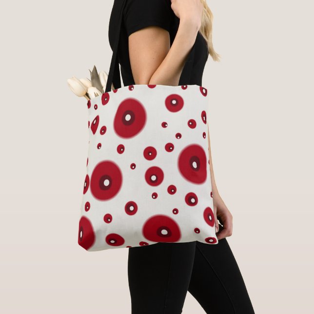 Bolso De Tela Ivory Red Dots Funky Whimsical Circle Pattern  (Detalle)
